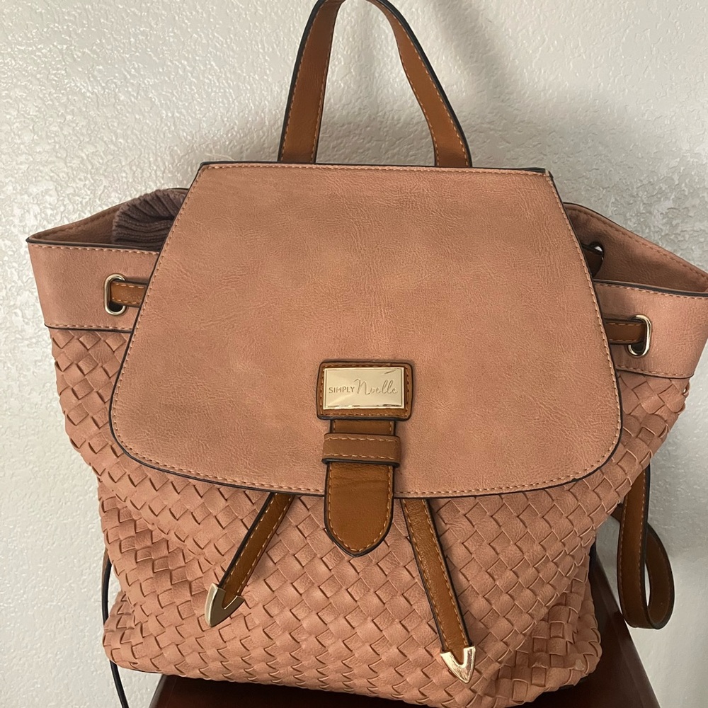 Simply Noelle faux leather pink and brown women’s backpack
